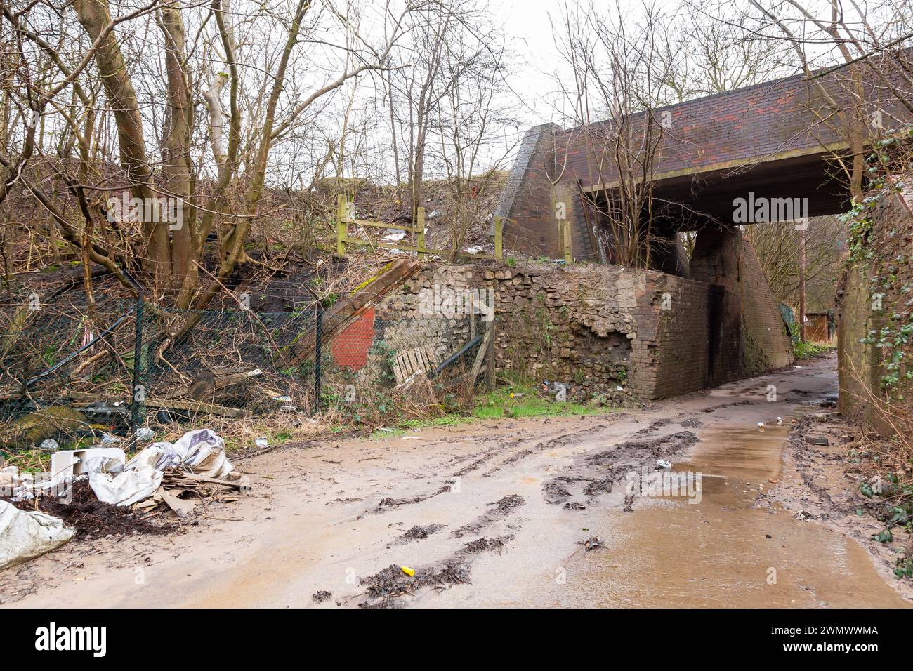 Fly tipping in a dirty country lane, UK Stock Photo - Alamy