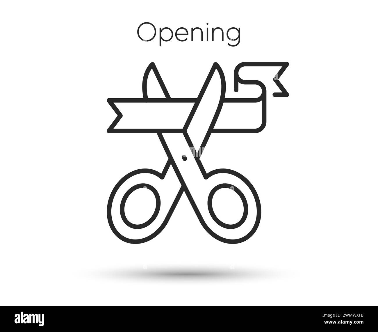 Open ceremony line icon. Cut ribbon sign. Grand opening scissors symbol. Vector Stock Vector