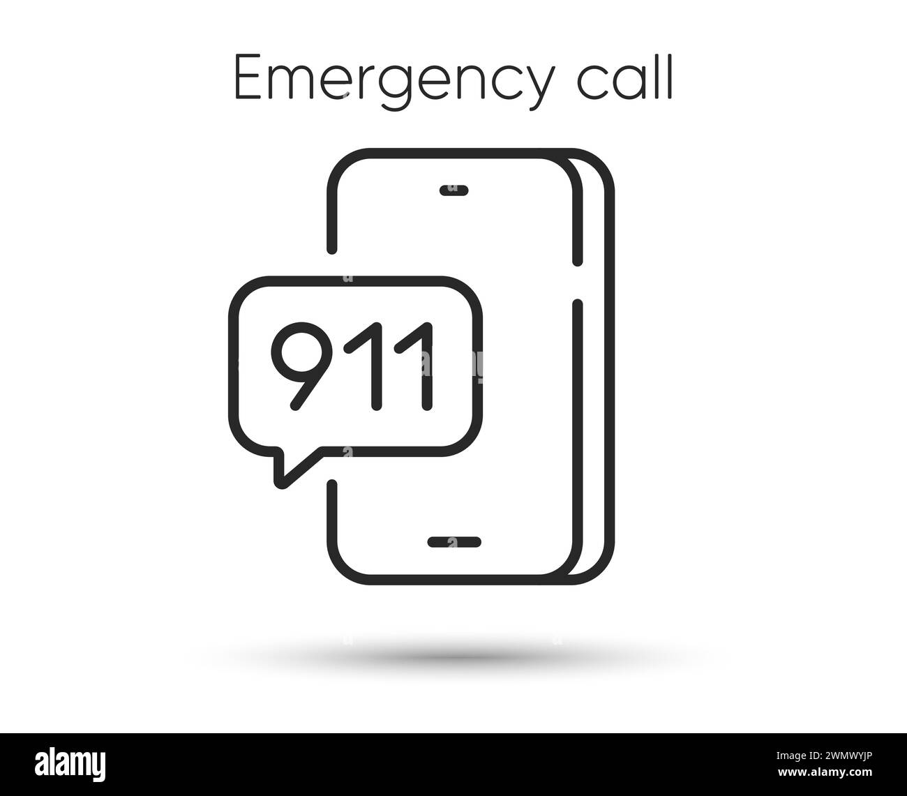 911 emergency call line icon. Emergency telephone number sign. Warning