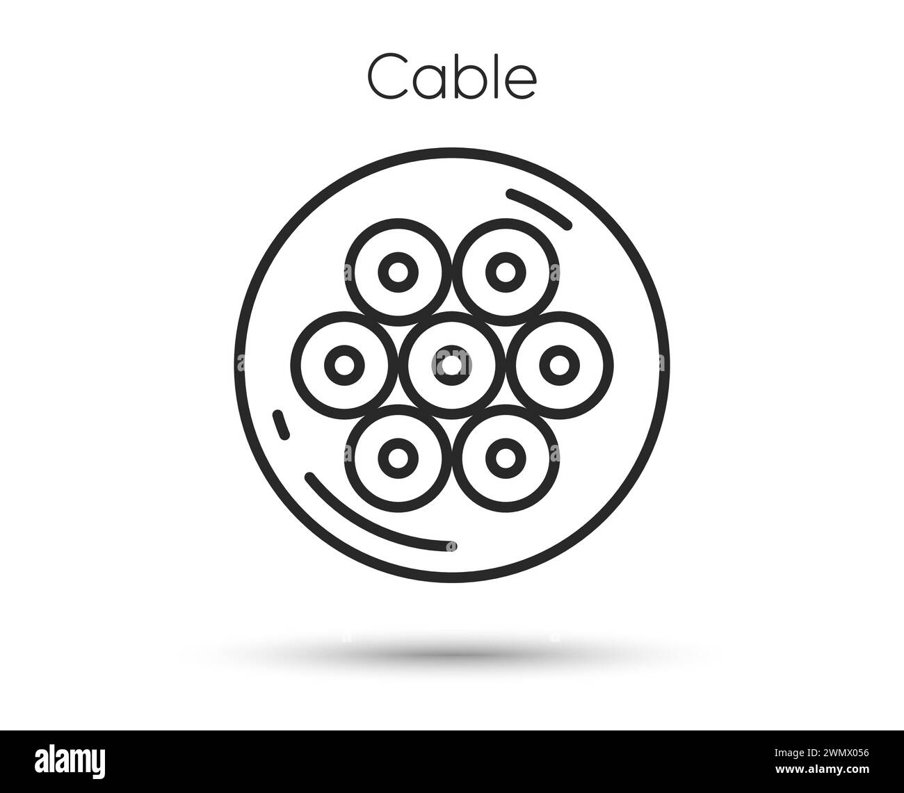 Fiber section icon. Optic cable sign. Internet network wire symbol. Vector Stock Vector