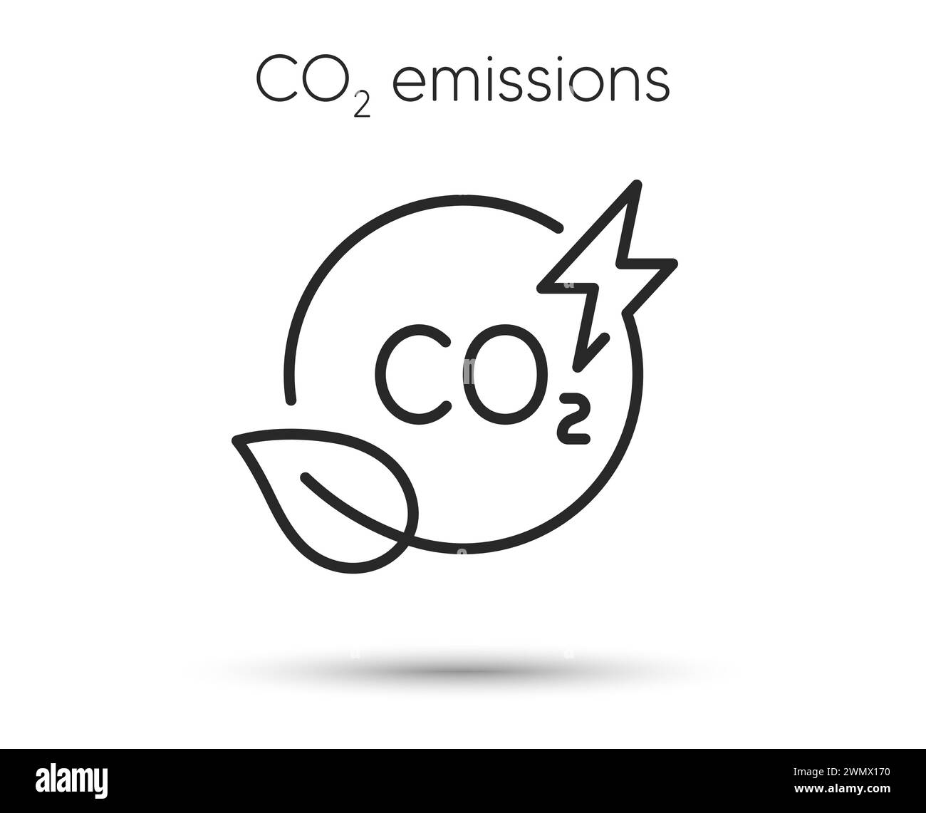 Co2 gas line icon. Carbon dioxide offset sign. Co2 emissions symbol