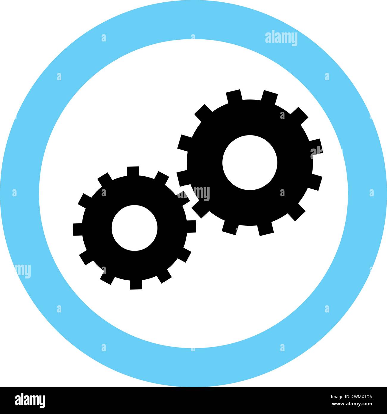 Gear Machine Icon in Flat Style. Stock Vector