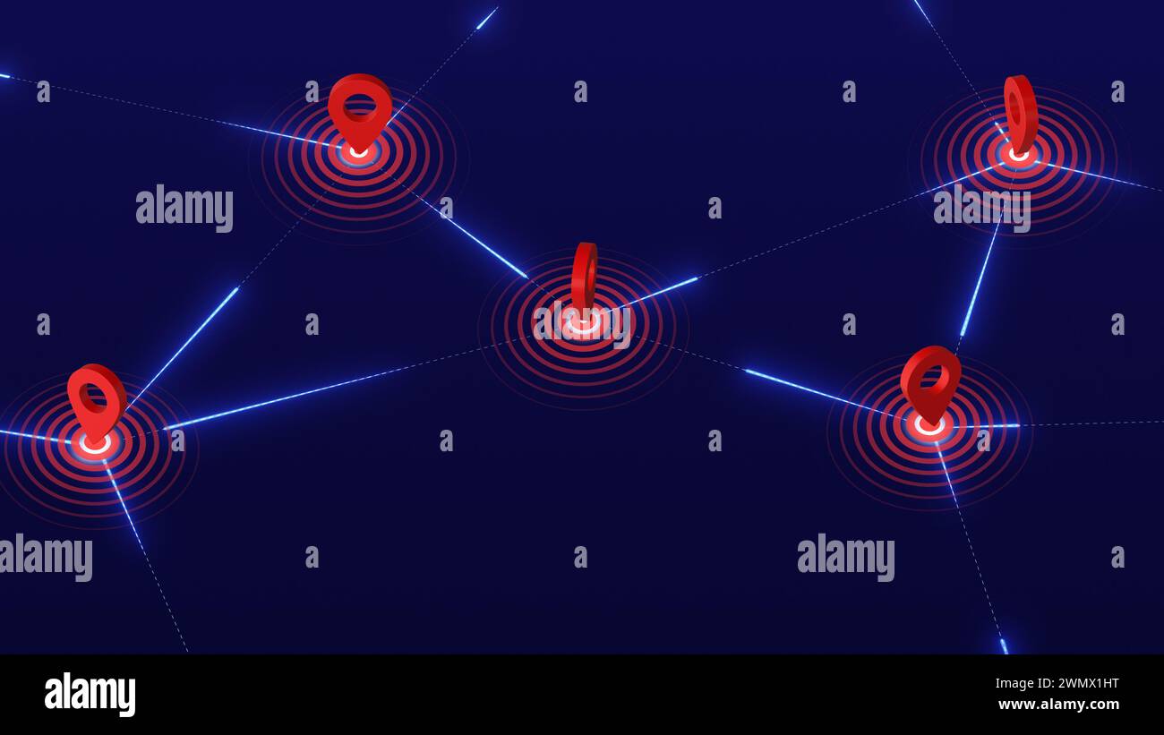 Technology connection digital data flowing with Location searching icon ...