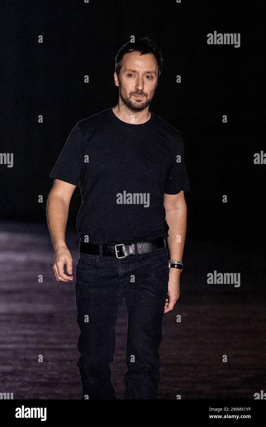 Designer Anthony Vaccarello Accepts Applause Following The Saint designer-anthony-vaccarello-accepts-applause-following-the-saint