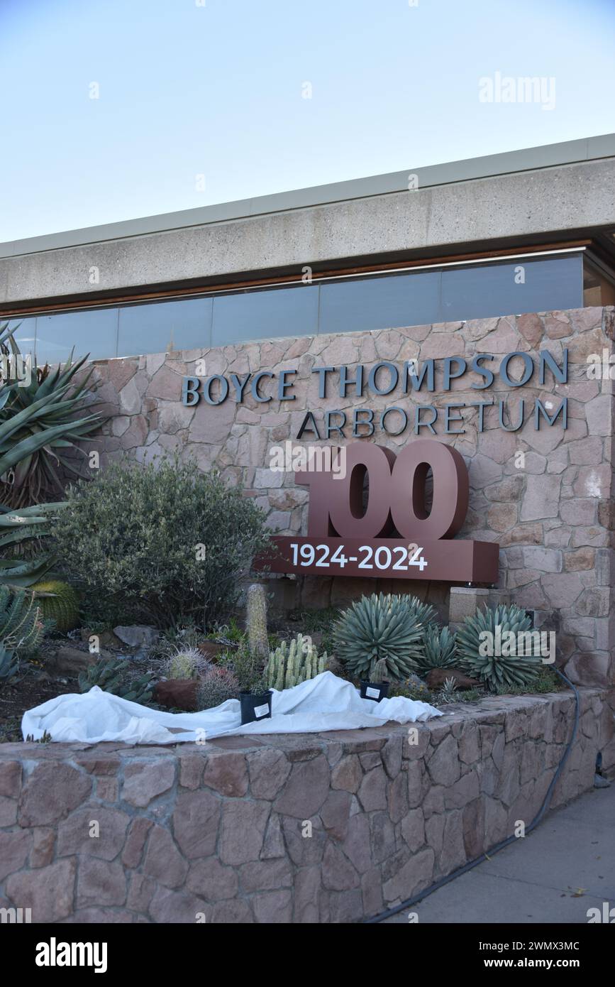 Superior AZ USA 1/27/2024. Boyce Thompson Arboretum was a life-long passion in Boyce’s creation of what was to become a magnificence arboretum. Stock Photo
