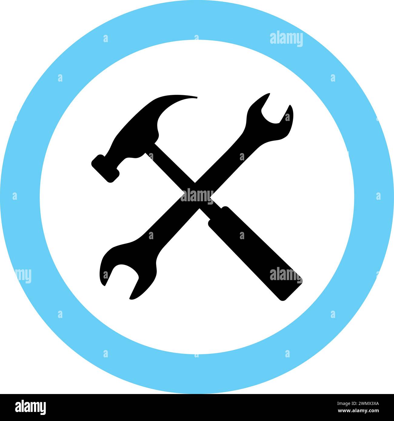 Wrench and Hammer Icon in Flat Style. Stock Vector