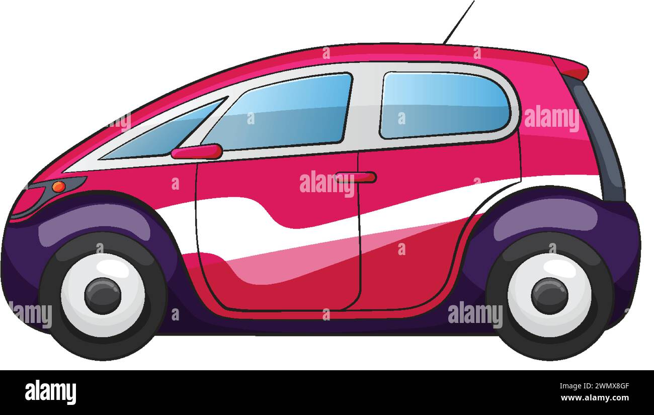 Vibrant pink and purple compact car design Stock Vector