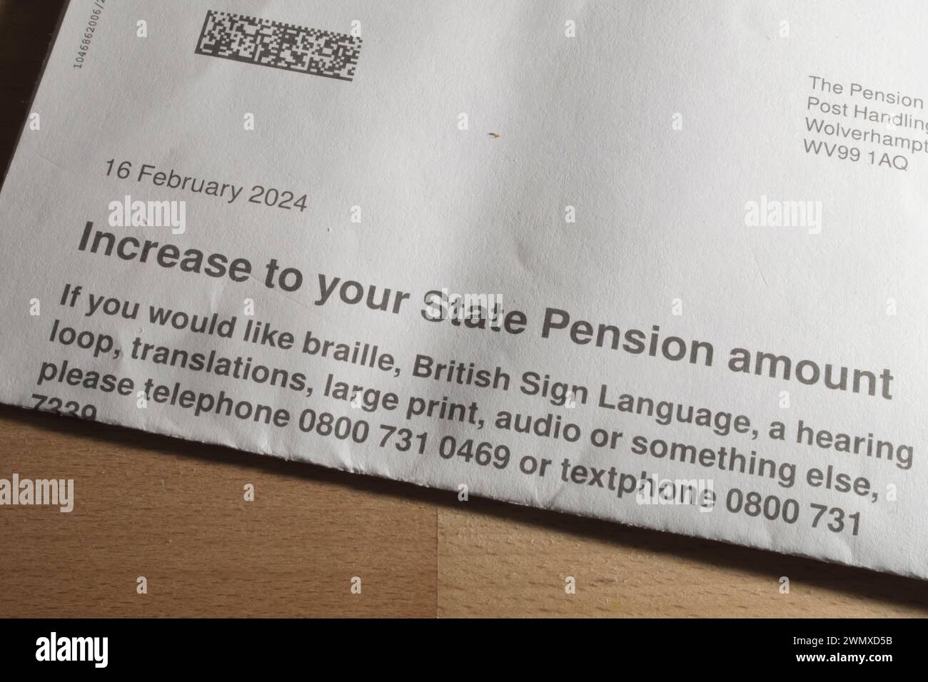 State Pension Increase Letter 2024 Stock Photo Alamy
