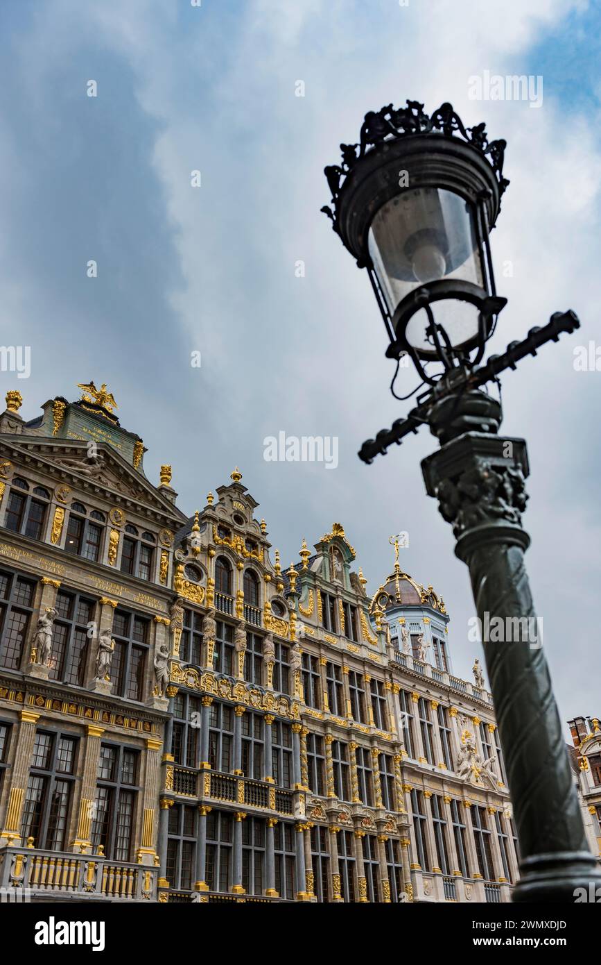 Grote Markt, large square, centre, central square, lantern, city trip, tourism, Brussels, Belgium Stock Photo