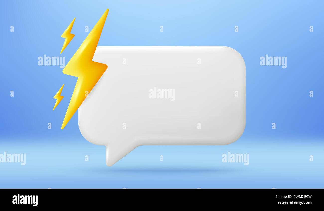 Empty reminder chat bubble. Push notice alert with power energy icon ...