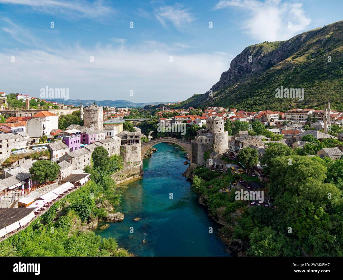 View over the old town centre of Mostar, Montenegro Stock Photo