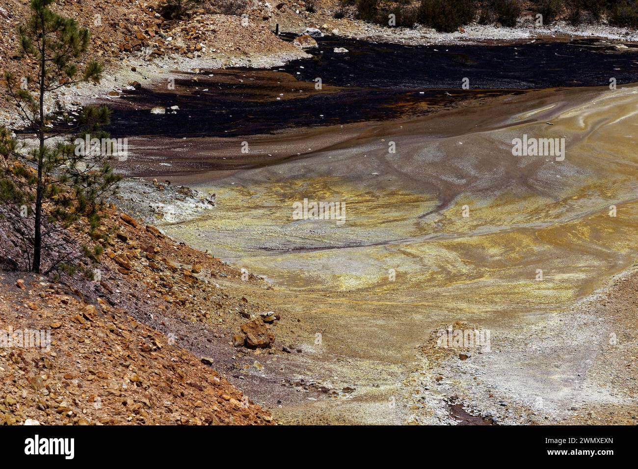 Environmental pollution at the former Sao Domingos mine, Alentejo, Portugal Stock Photo
