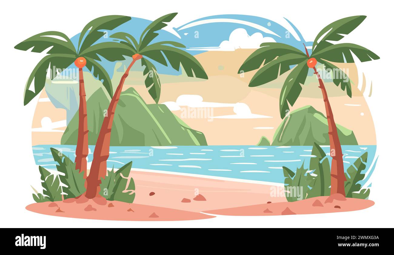 Tropical Sea beach banner landscape vector art Stock Vector Image & Art ...