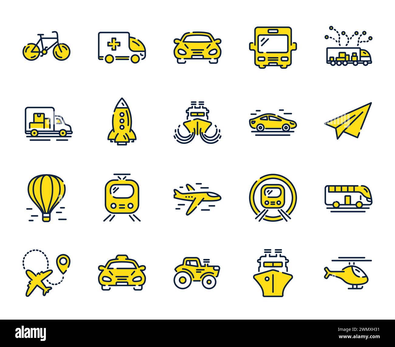 Transport line icons. Set of Taxi, Helicopter and Train. Vector Stock ...
