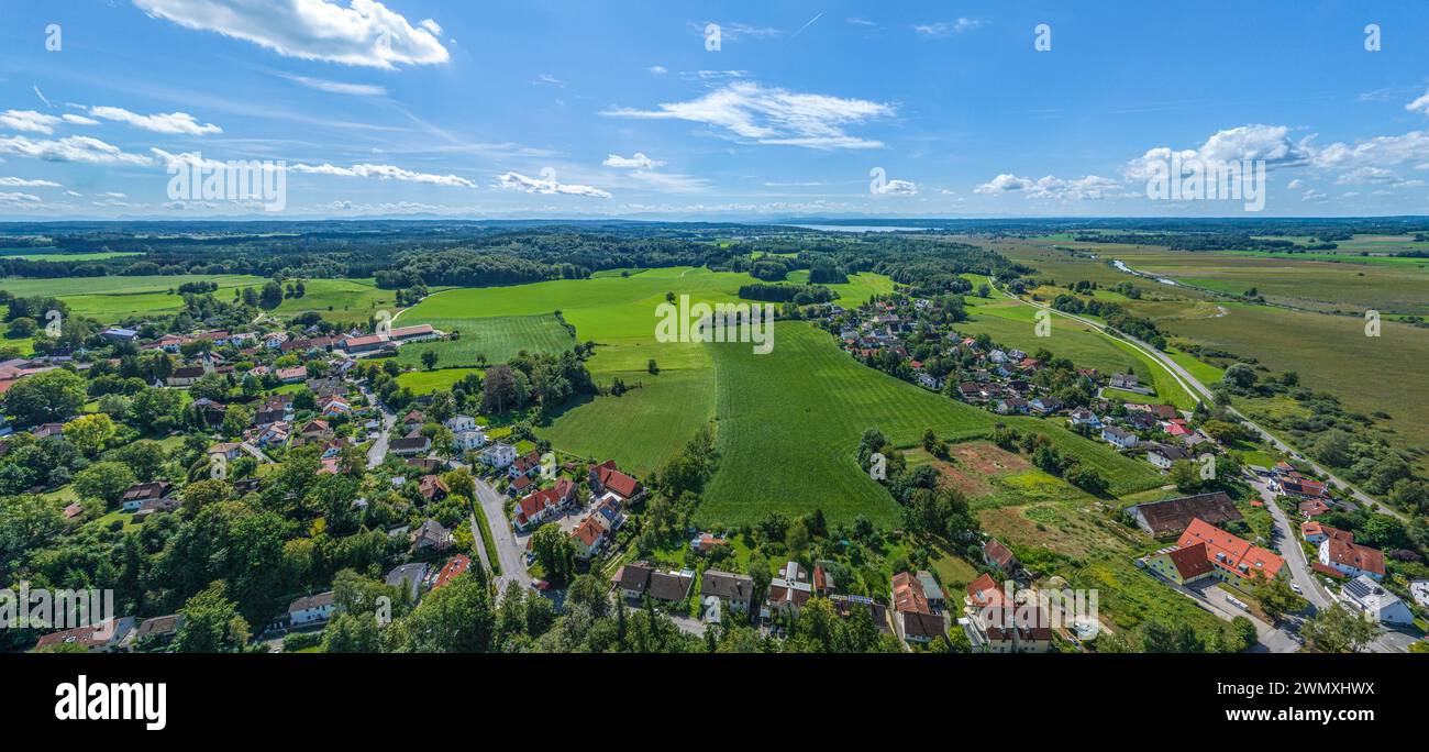 Aerial view of the village of Grafrath an der Amper in the Upper ...