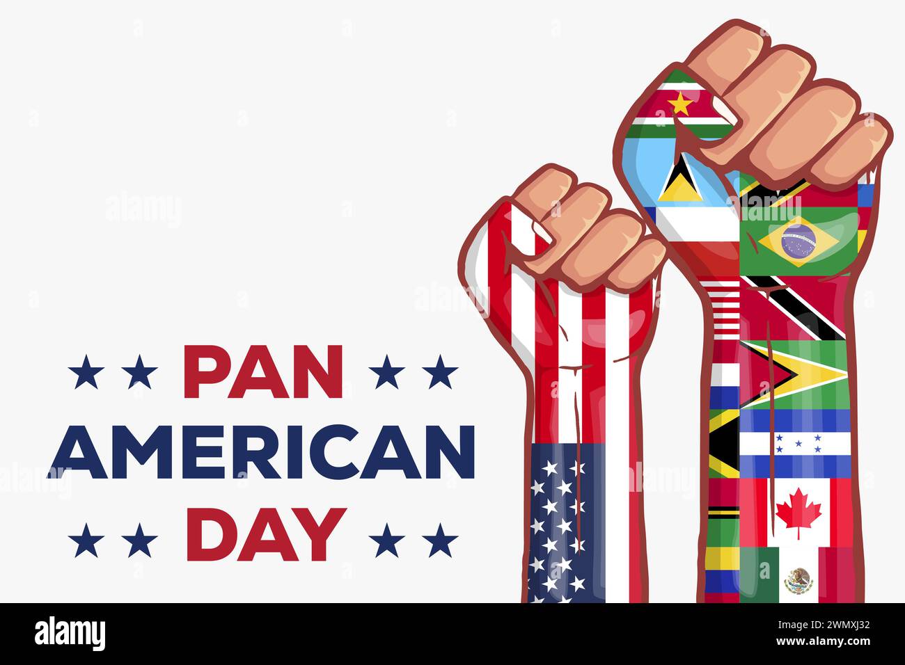 pan american day background illustration with hands Stock Vector Image