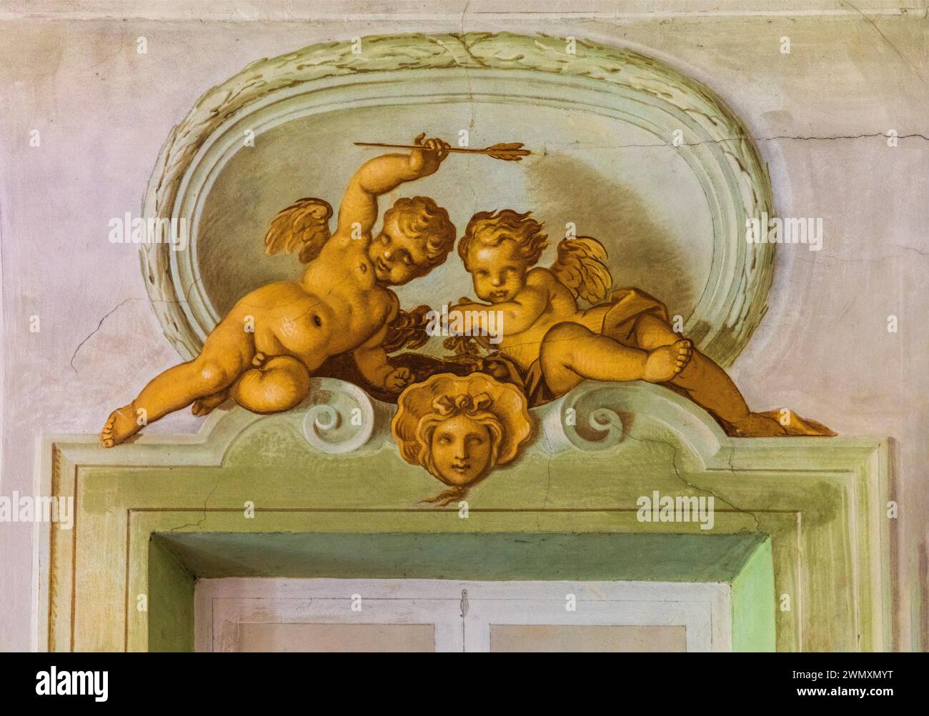 Louis Dorigny, pairs of mythological figures in the Sala di Flora, 17th century Villa Manin, residence of Ludovico Manin, the last Doge of Venice Stock Photo