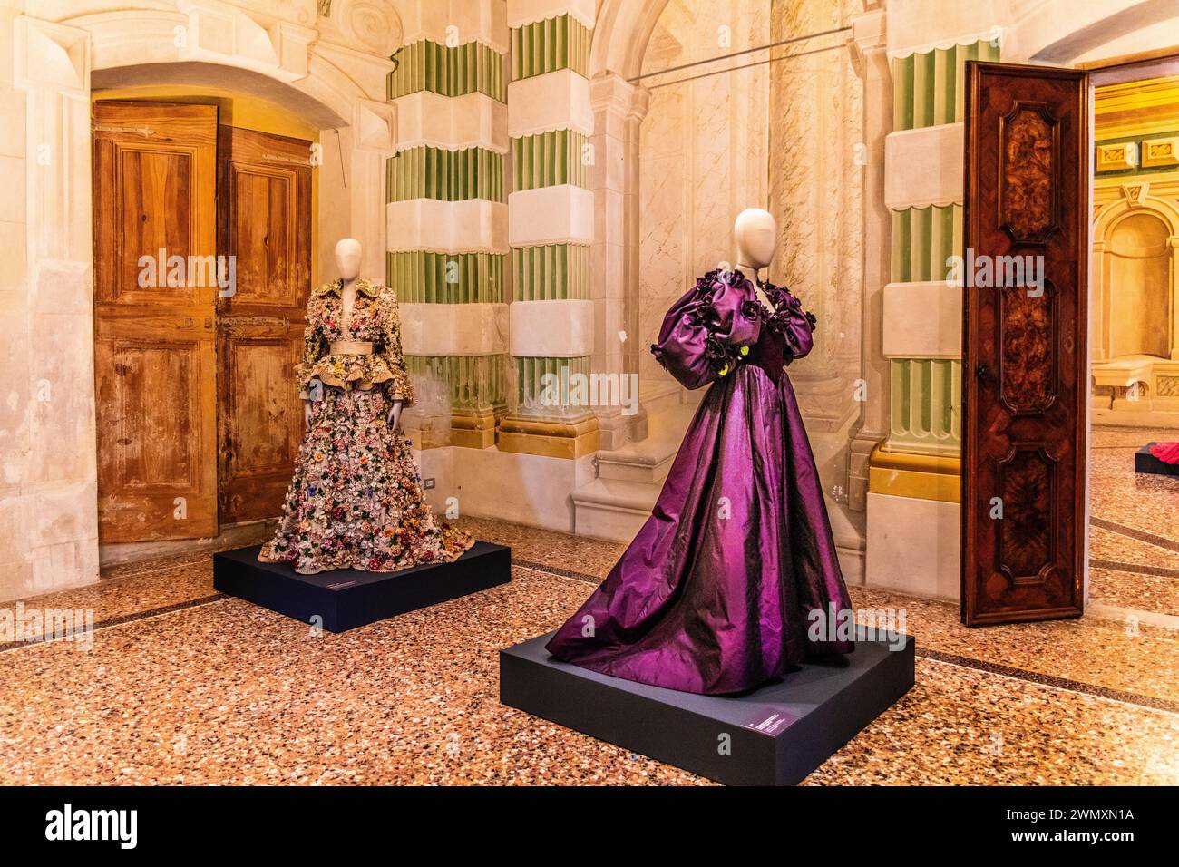 Exhibition of magnificent evening dress creations by fashion designer ...