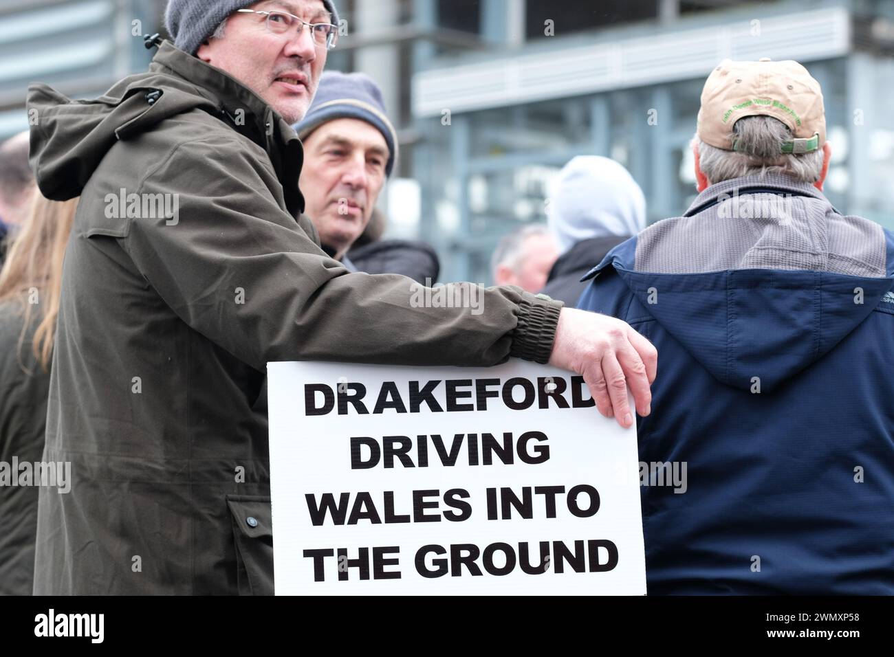 Cardiff, Wales, UK – Wednesday 28th February 2024 – Welsh farmers protest in central Cardiff against the Welsh government’s proposed Sustainable Farming Scheme ( SFS ).  Photo Steven May / Alamy Live News Stock Photo