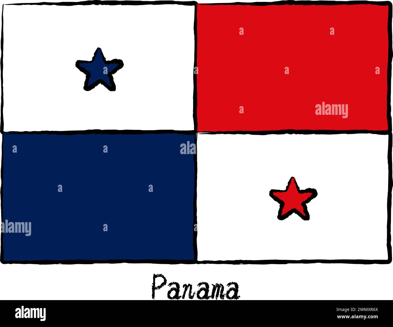 Analog hand-drawn world flag, Panama, Vector Illustration Stock Vector