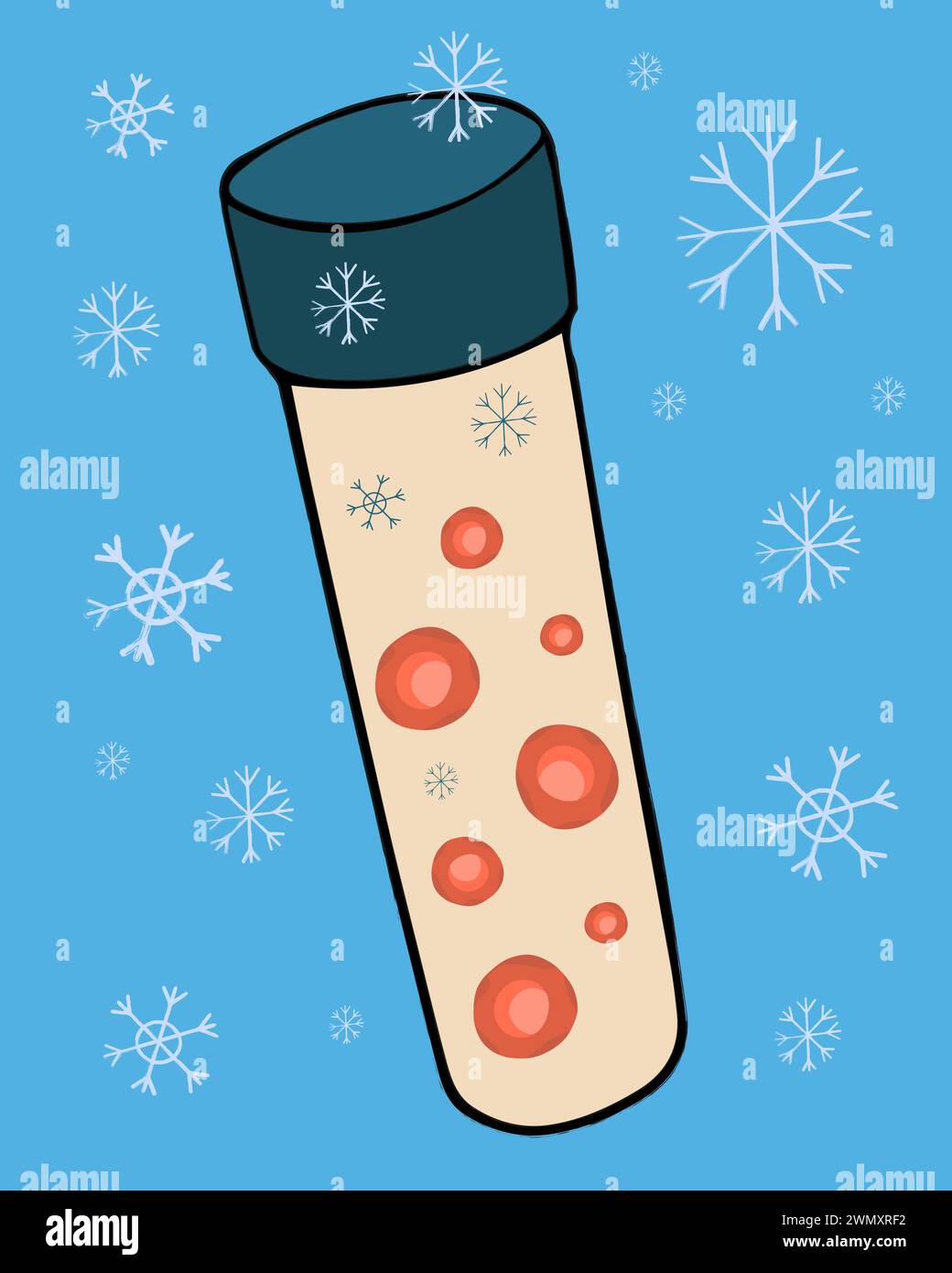 Vector isolated illustration of stem cells in a test tube. Freezing ...