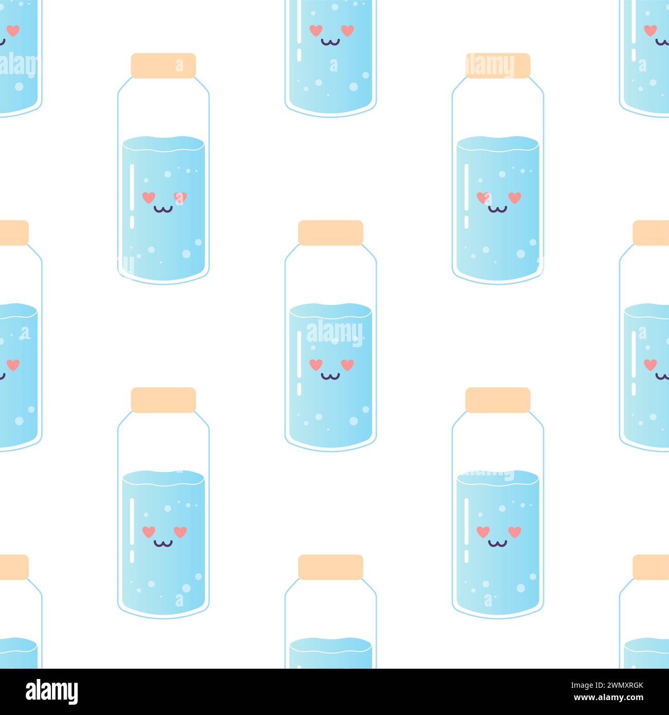 Water seamless pattern, soda, drink, bottle, can, h2o vector Stock Vector