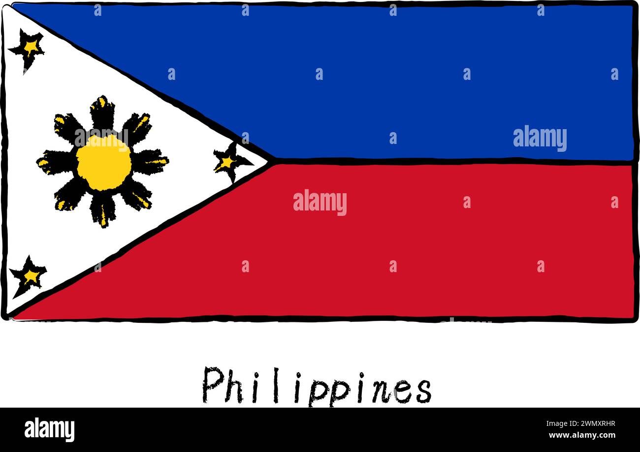 Analog hand-drawn world flag, Philippines, Vector Illustration Stock Vector