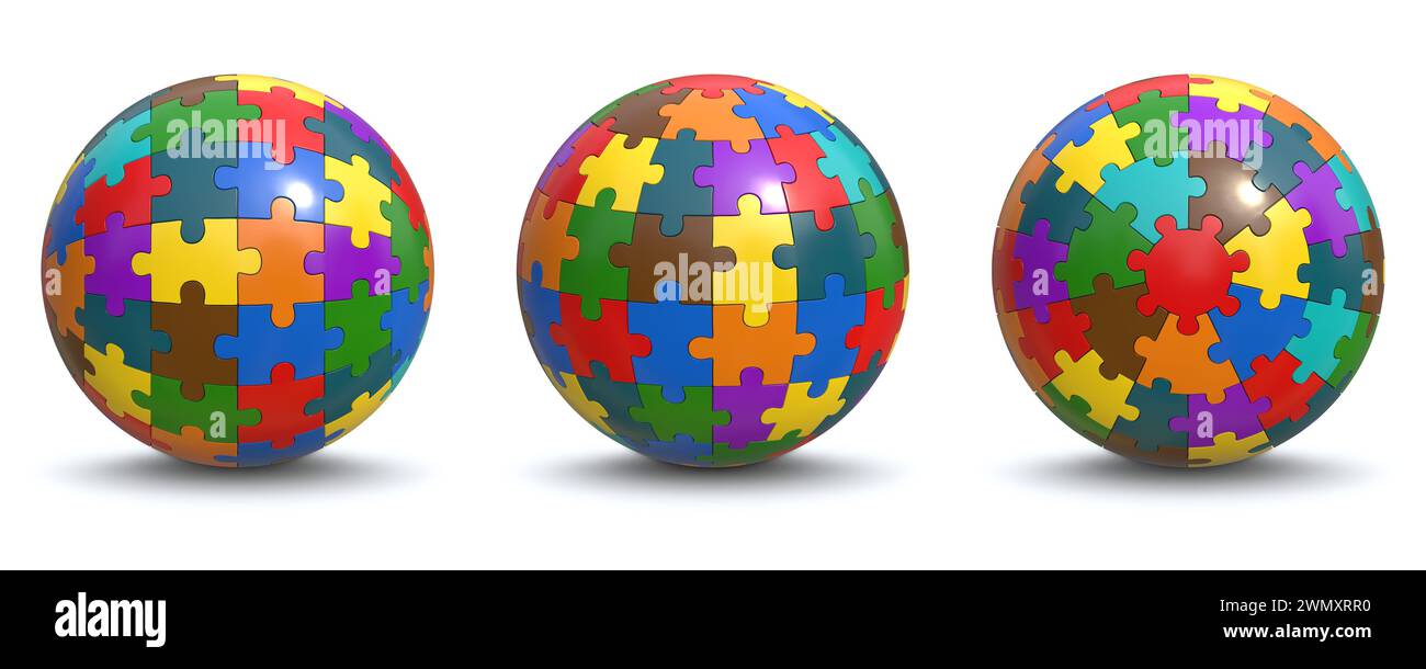 Colorful Puzzle Globe , This is a 3d rendered computer generated image ...