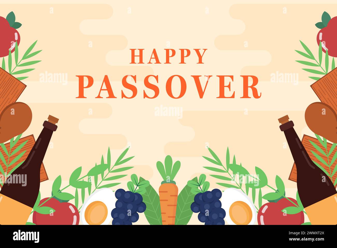 flat happy passover background illustration vector design Stock Vector