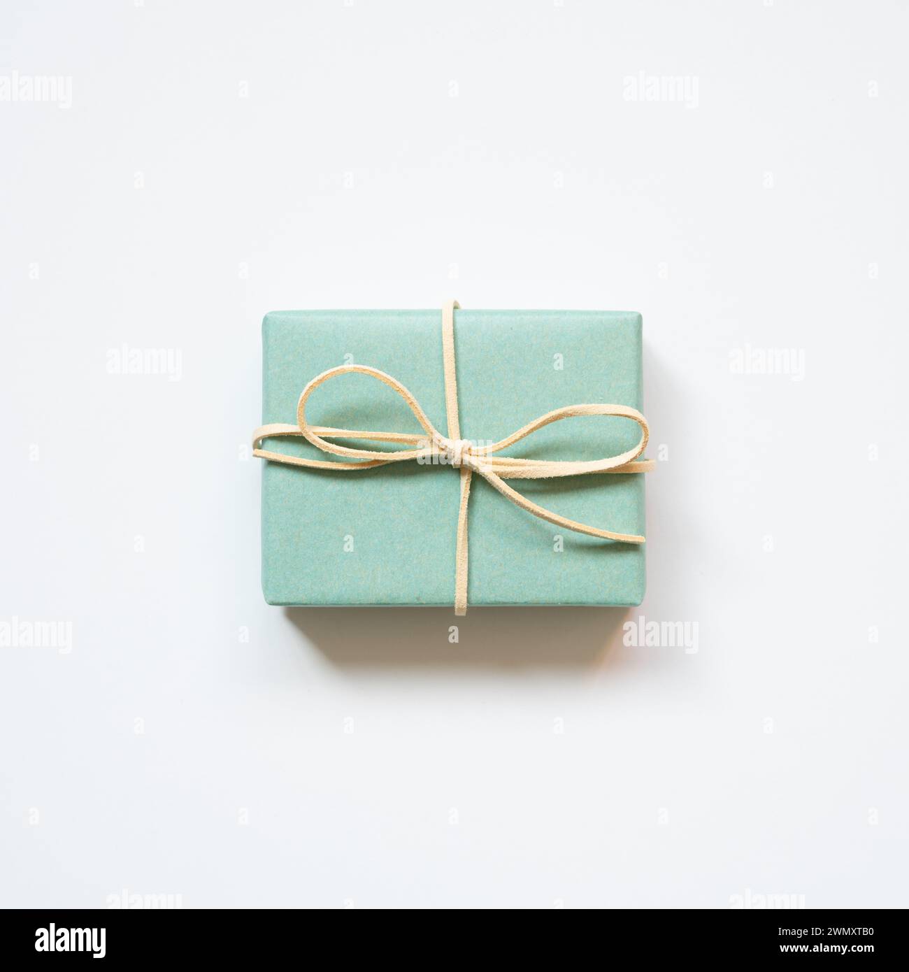 Green gift box isolated on white background. top view Stock Photo