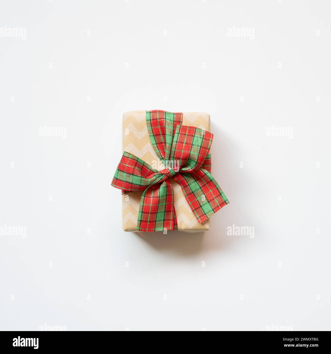 Brown kraft gift box isolated on white background. top view Stock Photo