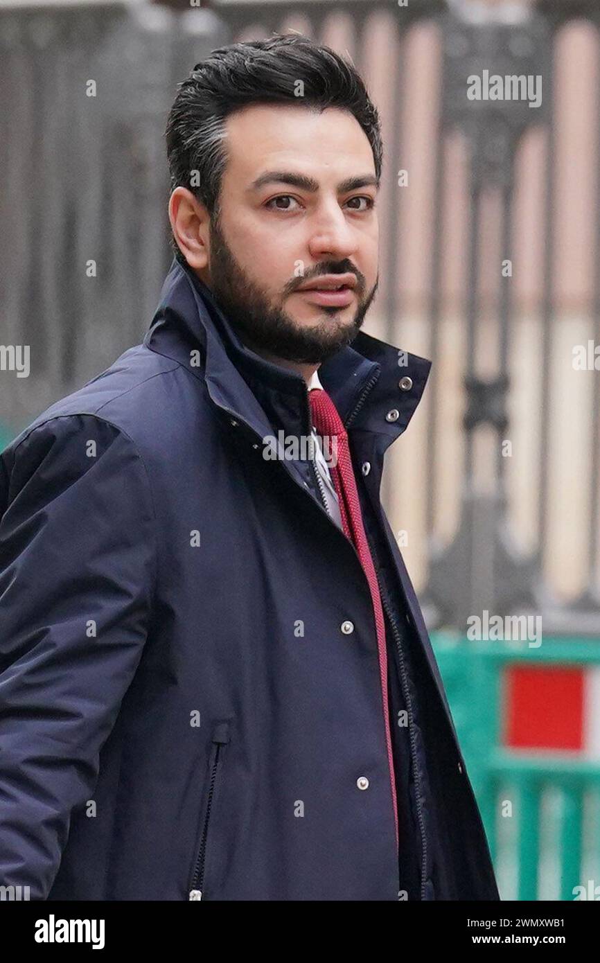 Ibrahim Hlaiyil at the City of London Magistrates' Court. The pro-Palestine protester has denied failing to comply with a requirement (under Section 60aa of the Criminal Justice and Public Order Act) to remove a face covering during a march through central London on October 14. Picture date: Wednesday February 28, 2024. Stock Photo