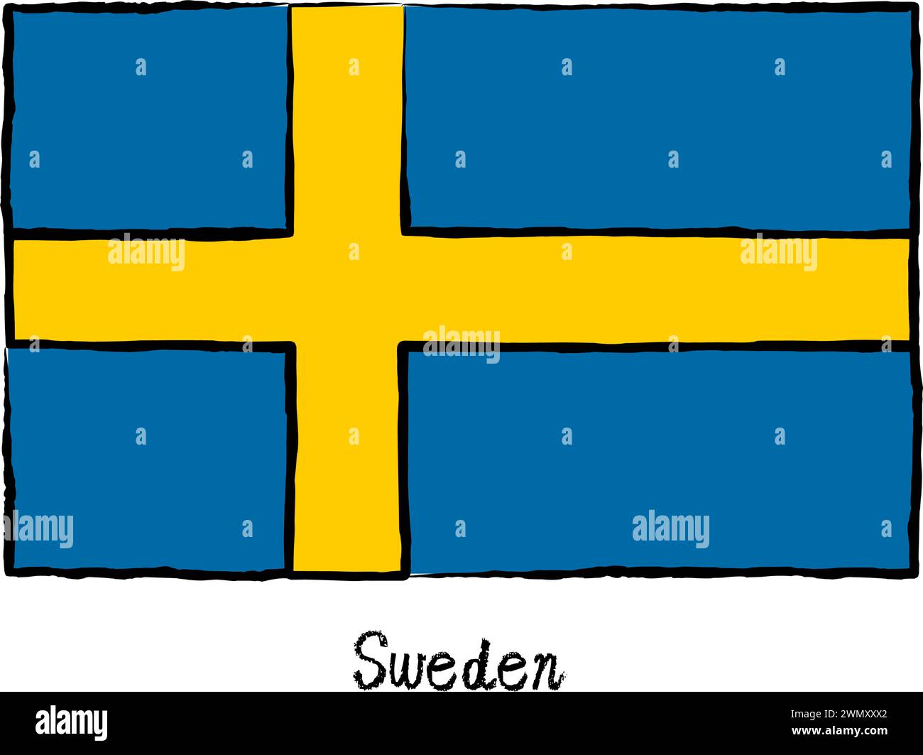 Analog hand-drawn world flag, Sweden, Vector Illustration Stock Vector