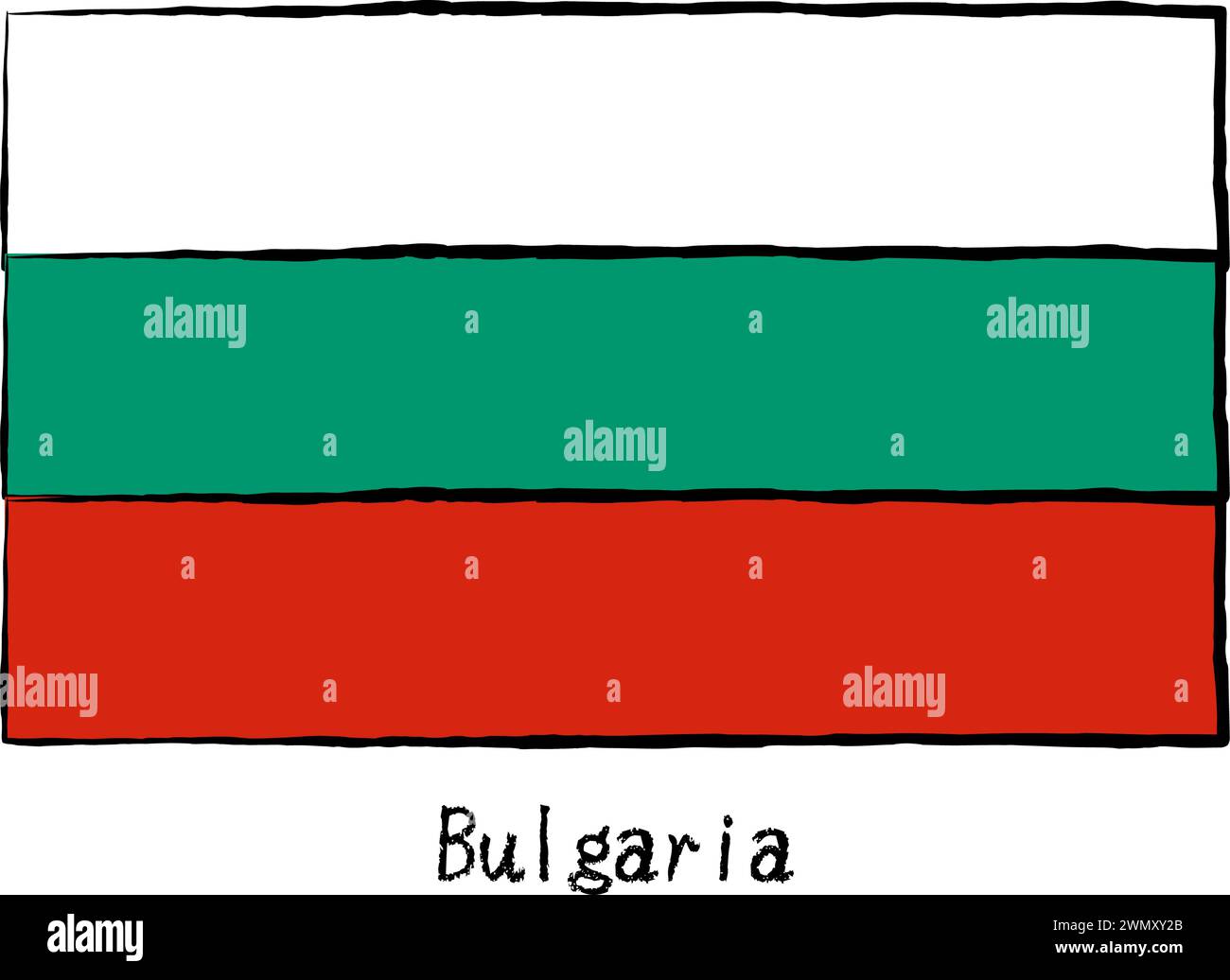 Analog hand-drawn world flag, Bulgaria, Vector Illustration Stock Vector