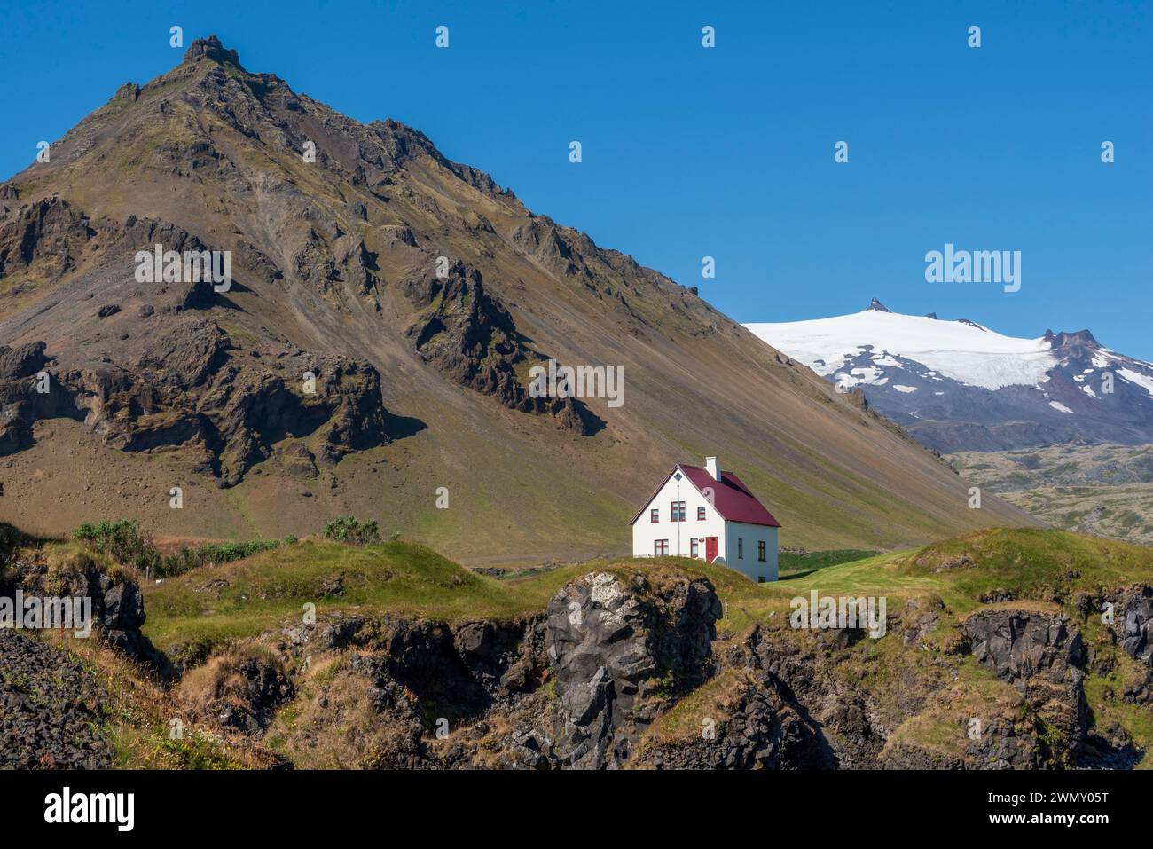 Iceland, Vesturland Region, Snaefellsnes Peninsula, Arnarstapi, in the ...