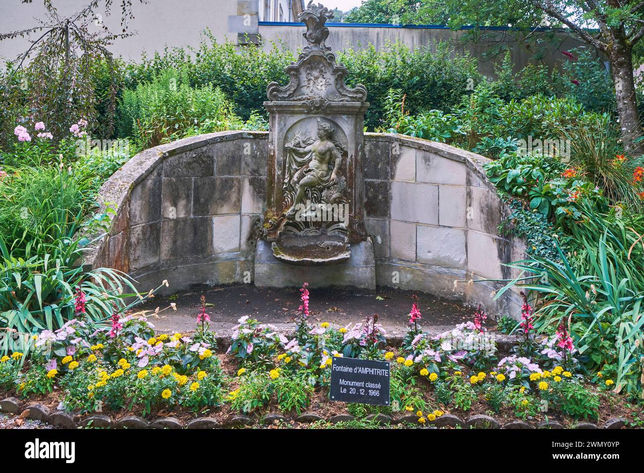 France, Vosges, Remiremont, Charles Friry Museum, vestige of the Grand Jardin du Chapter, Amphitrite Fountain, greek goddess of the sea Stock Photo