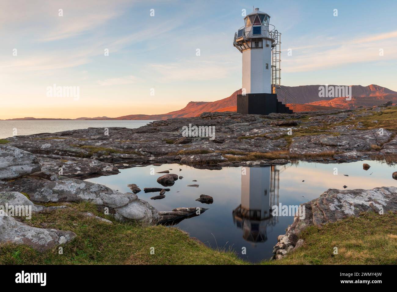 United Kingdom, Scotland, Highlands, North Coast 500 Route, Ullapool, Rhue lighthouse Stock Photo