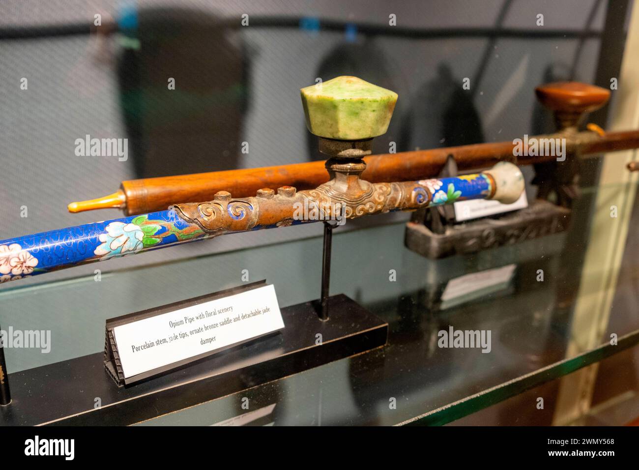 Thailand, Chiang Rai province, Sop Ruak, Golden Triangle, Hall of Opium Museum, opium pipe Stock Photo