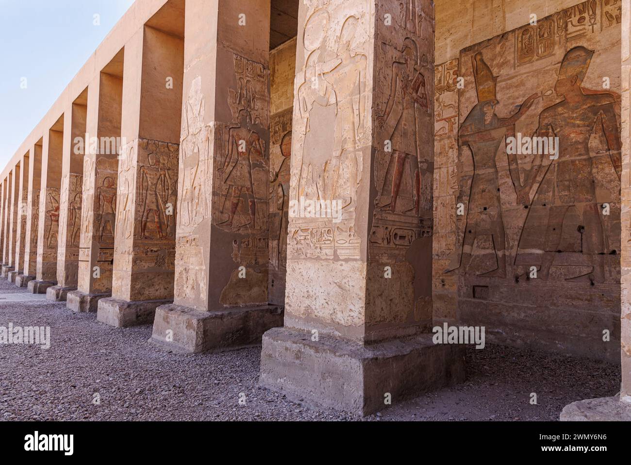 Egypt, Sohag, Abydos, Abydos city of pilgrimage of the Pharaohs listed as World Heritage by UNESCO, temple of Seti I Stock Photo