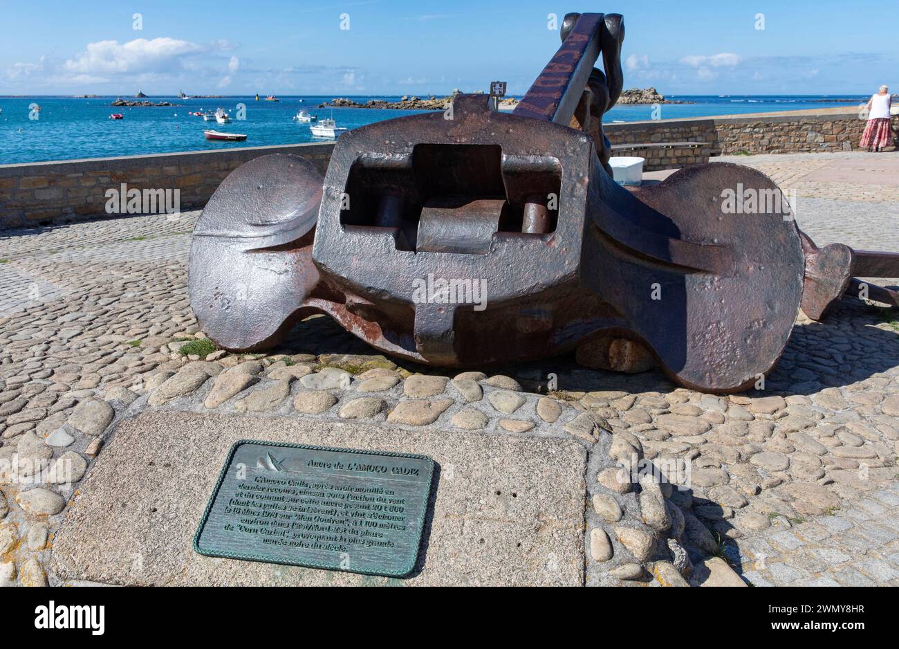 France, Finistere, Portsall, Iroise Sea, the anchor of the super tanker Amoco Cadiz Stock Photo