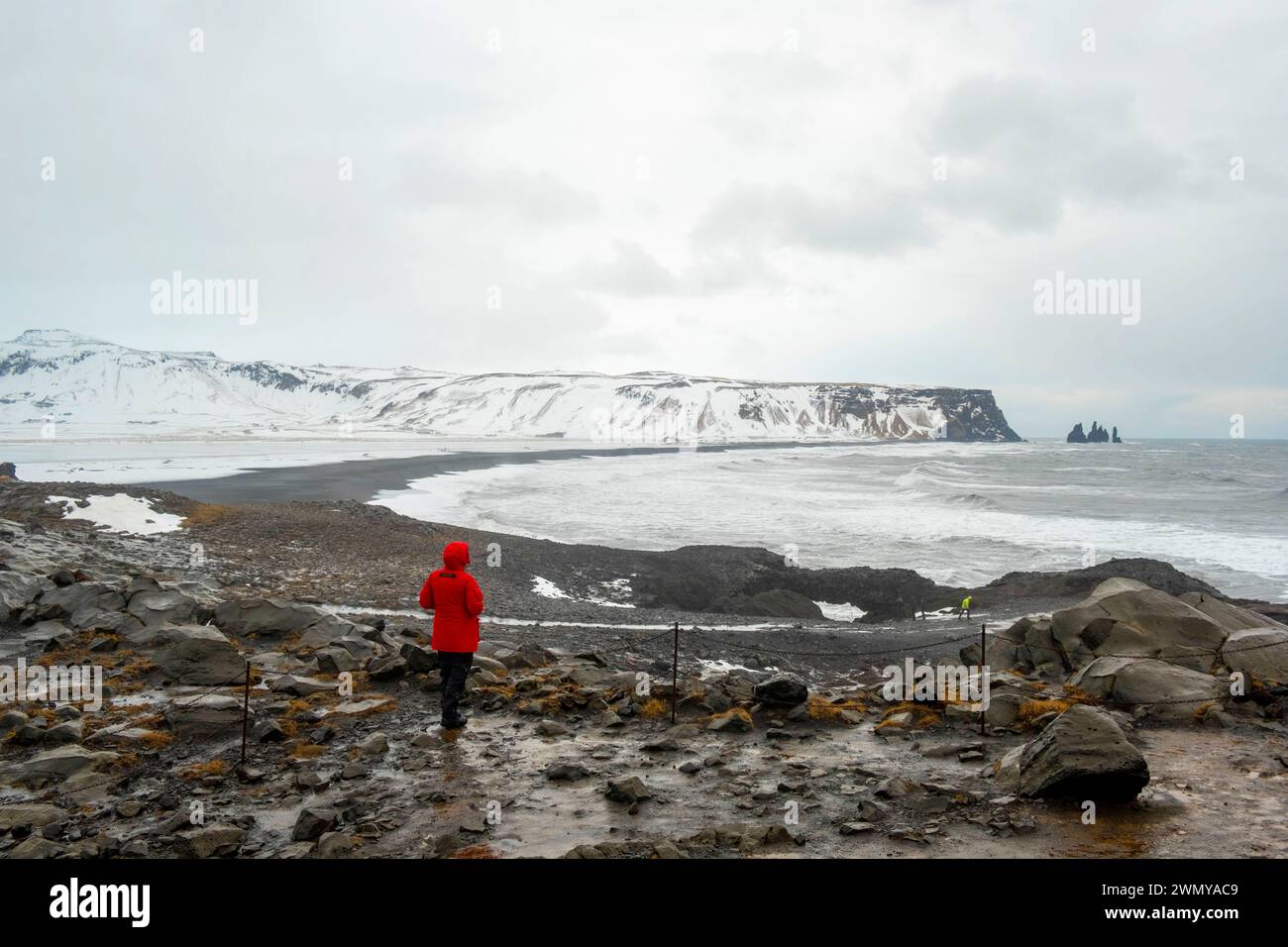 Iceland, South Coast, towards Vik, site of Dyrholaey, black sand beach of Reynisfjara Stock Photo