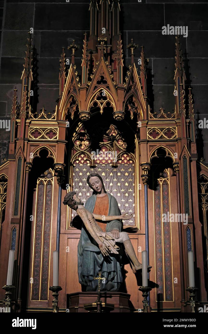 France, Bas Rhin, Strasbourg, old town listed as World Heritage by UNESCO, Notre Dame cathedral, Sainte-Catherine chapel, altar dated 19th century, Piétà from 1547 Stock Photo