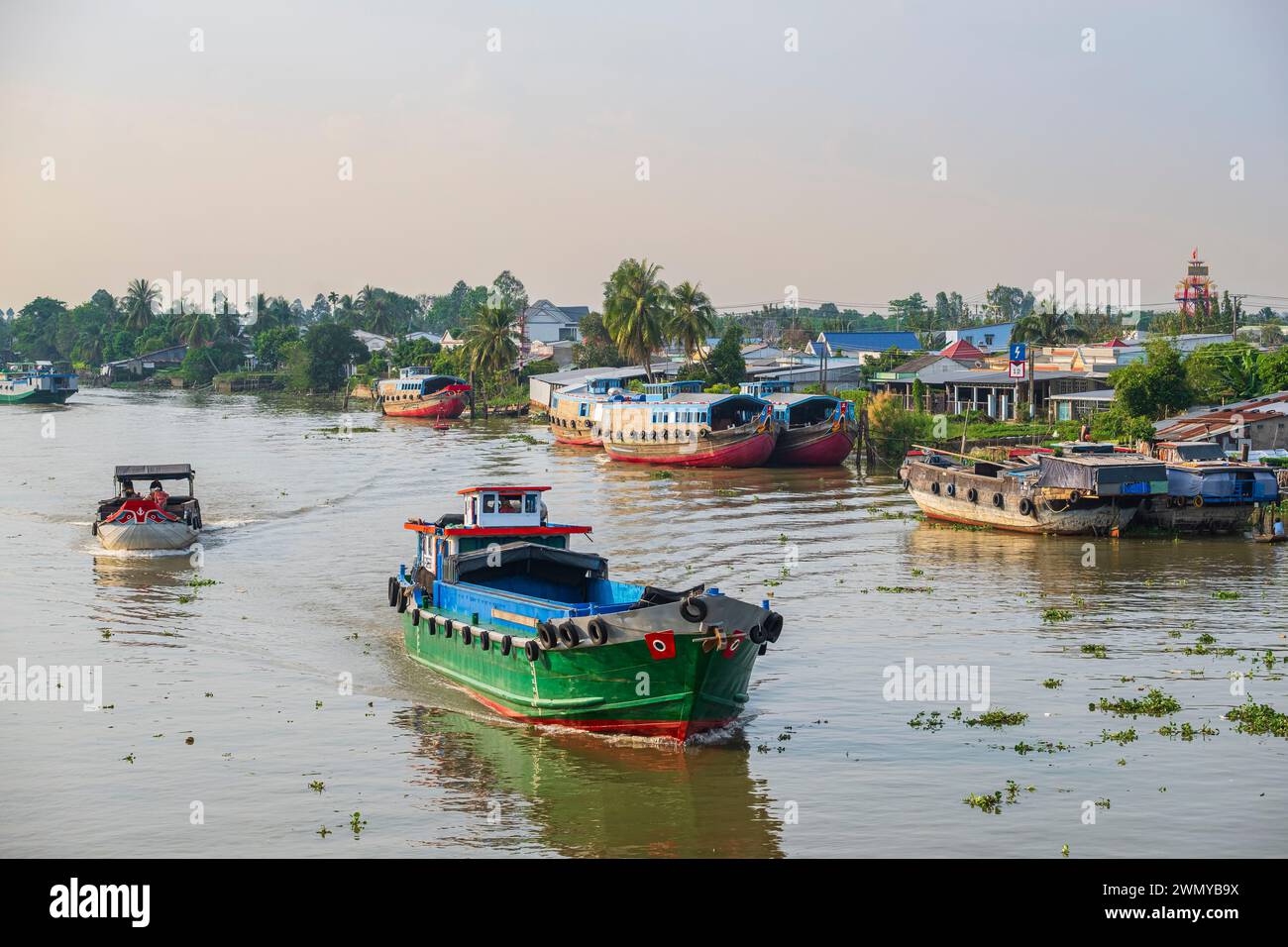 Vietnam, Mekong Delta, Sa Dec, navigation on Sa Dec river Stock Photo