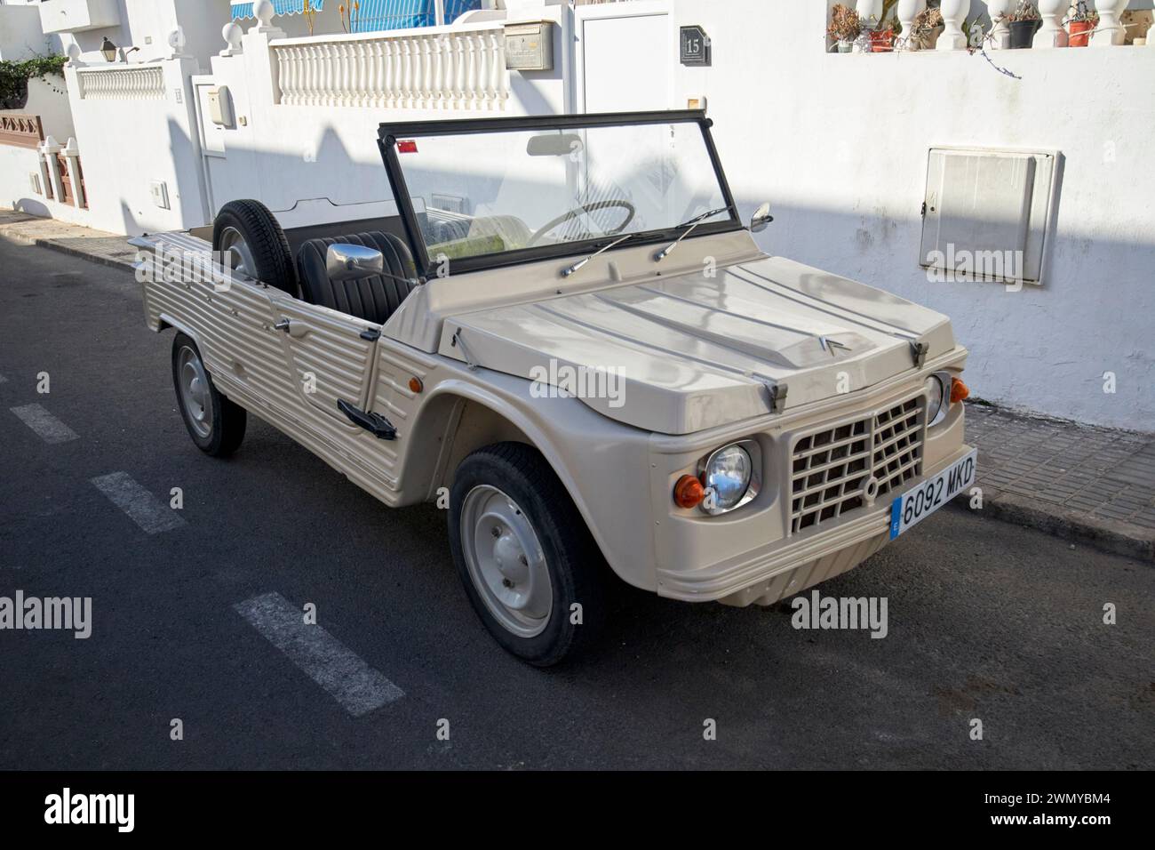 old restored citroen mehari jeep utility vehicle Playa Honda, Lanzarote, Canary Islands, spain Stock Photo