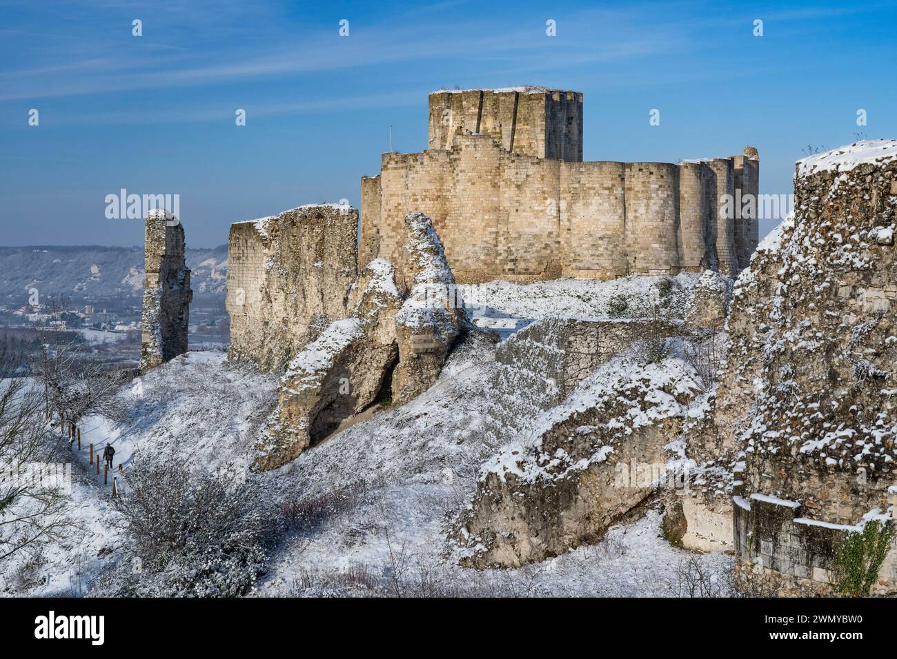 France, Eure, Les Andelys, Chateau Gaillard, 12th century fortress built by Richard Coeur de Lion, Seine valley Stock Photo