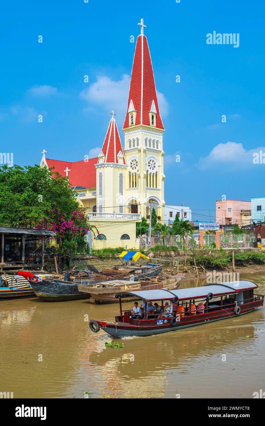 Vietnam, Mekong Delta, Vinh Long province, An Binh Island, Catholic Church of Dong Phu Stock Photo