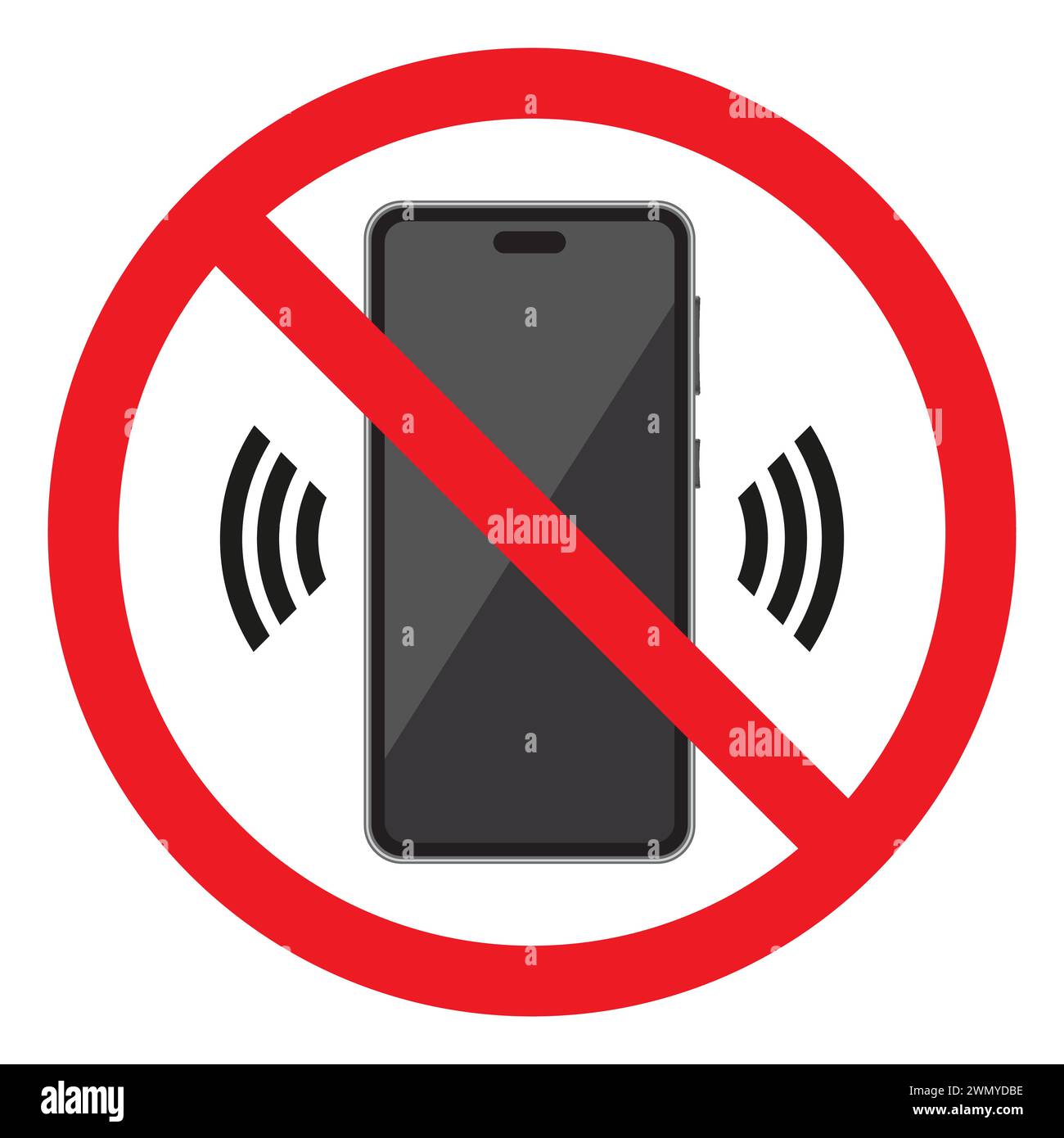Cell telephone warning stop sign icon. No mobile phone. Turn off