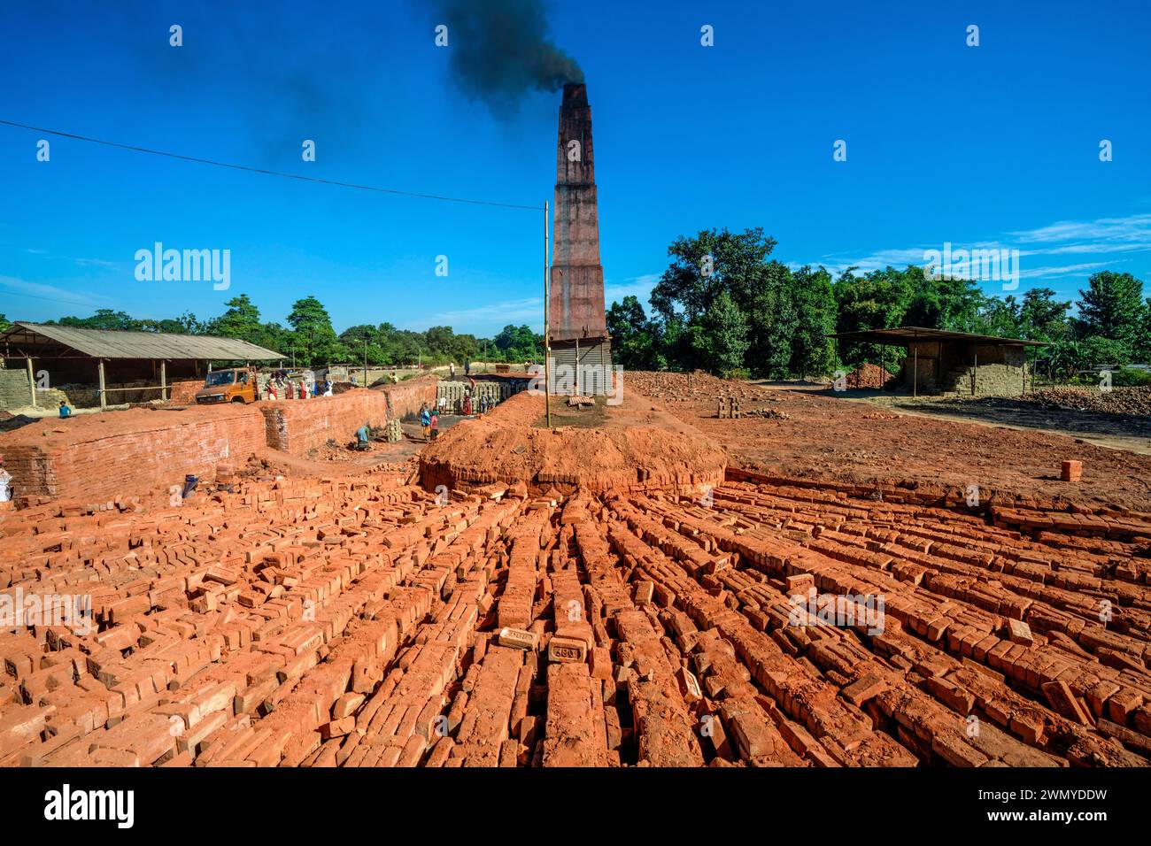 India, Assam, Dadhora, brick factory Stock Photo