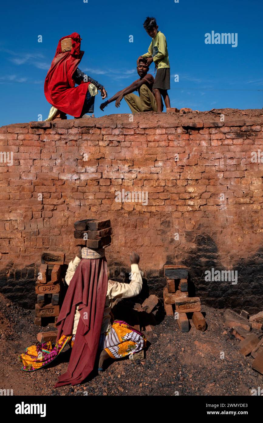 India, Assam, Dadhora, brick factory Stock Photo