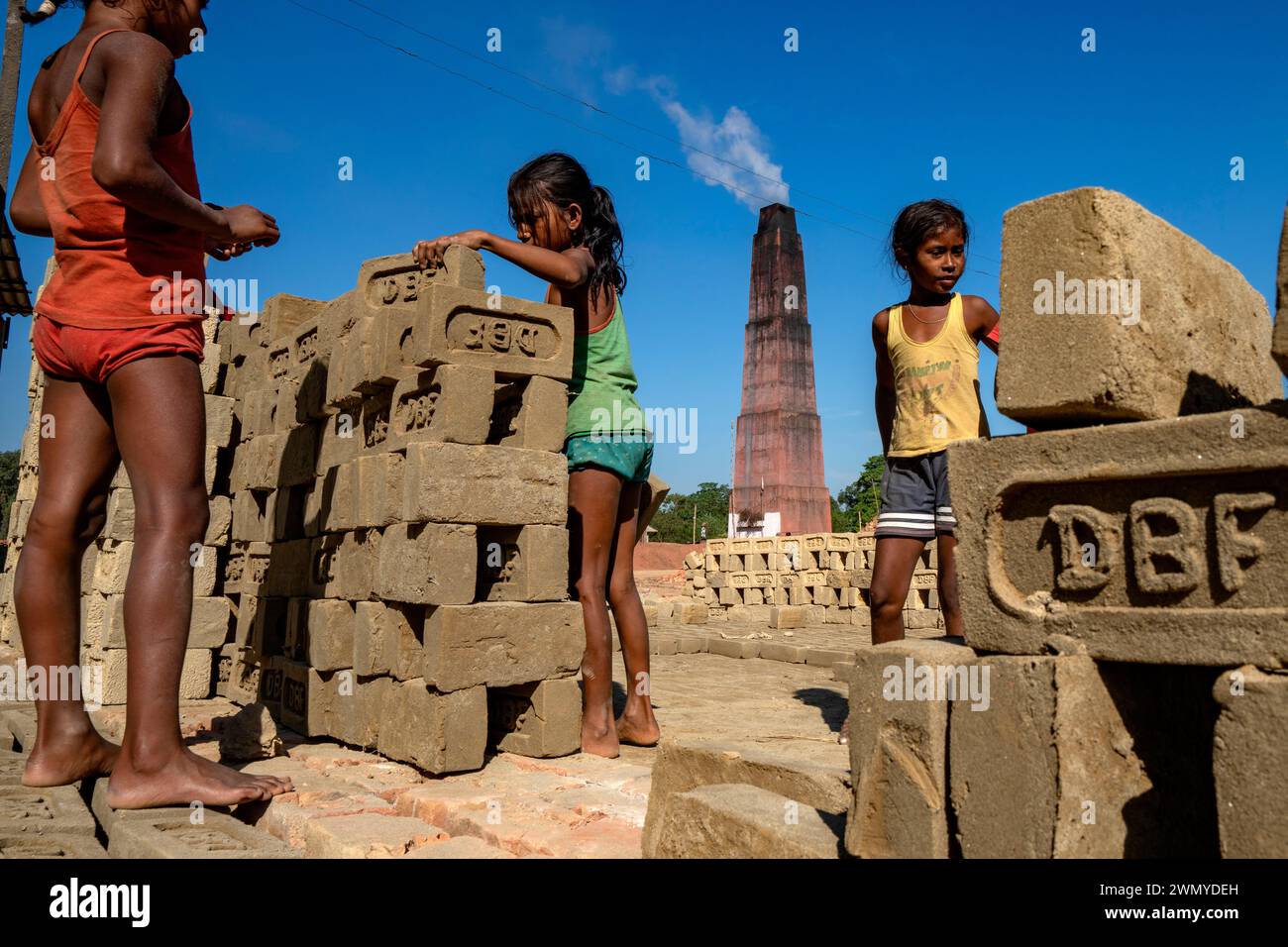 India, Assam, Dadhora, brick factory Stock Photo